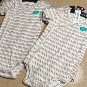 Trio of Carter's Bodysuit in Cream, Green and Tan